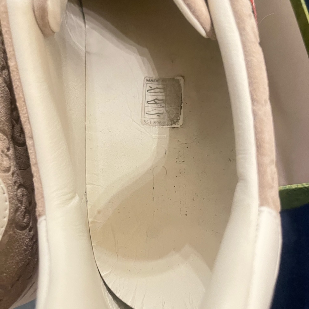 Authentic Gucci Beige Suede Ace Sneakers With Red & Green Web! Beautiful 7.5 Gu View 4